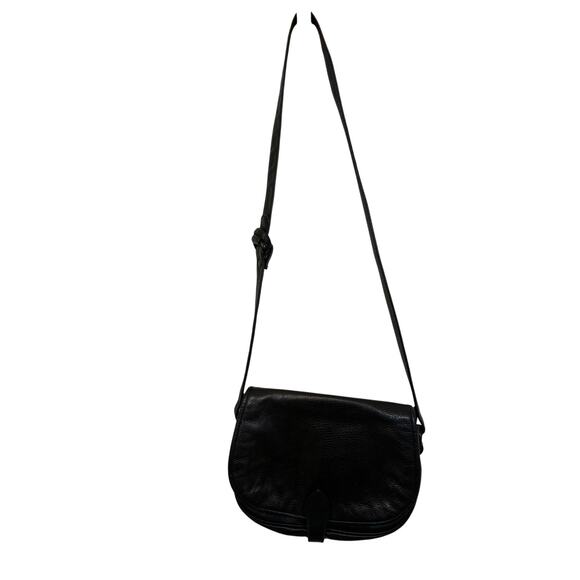 John A Brown Women's Black Genuine Leather Crossbody Old Money Bag Adjustable - Picture 1 of 9